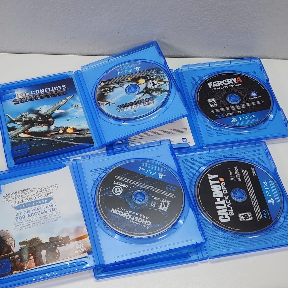 Lot of 4 PS4 Games Air Conflicts Far Cry 4 Ghost Recon Call of Duty Black Ops 3